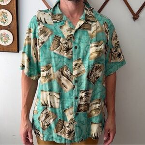 Vintage Silk Tropical Hawaiian Button Up Shirt